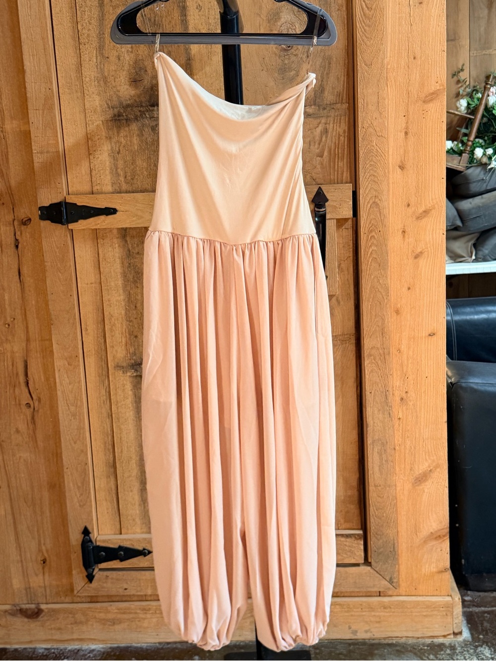 NY Collection Strapless Peach Gathered Harem Dress